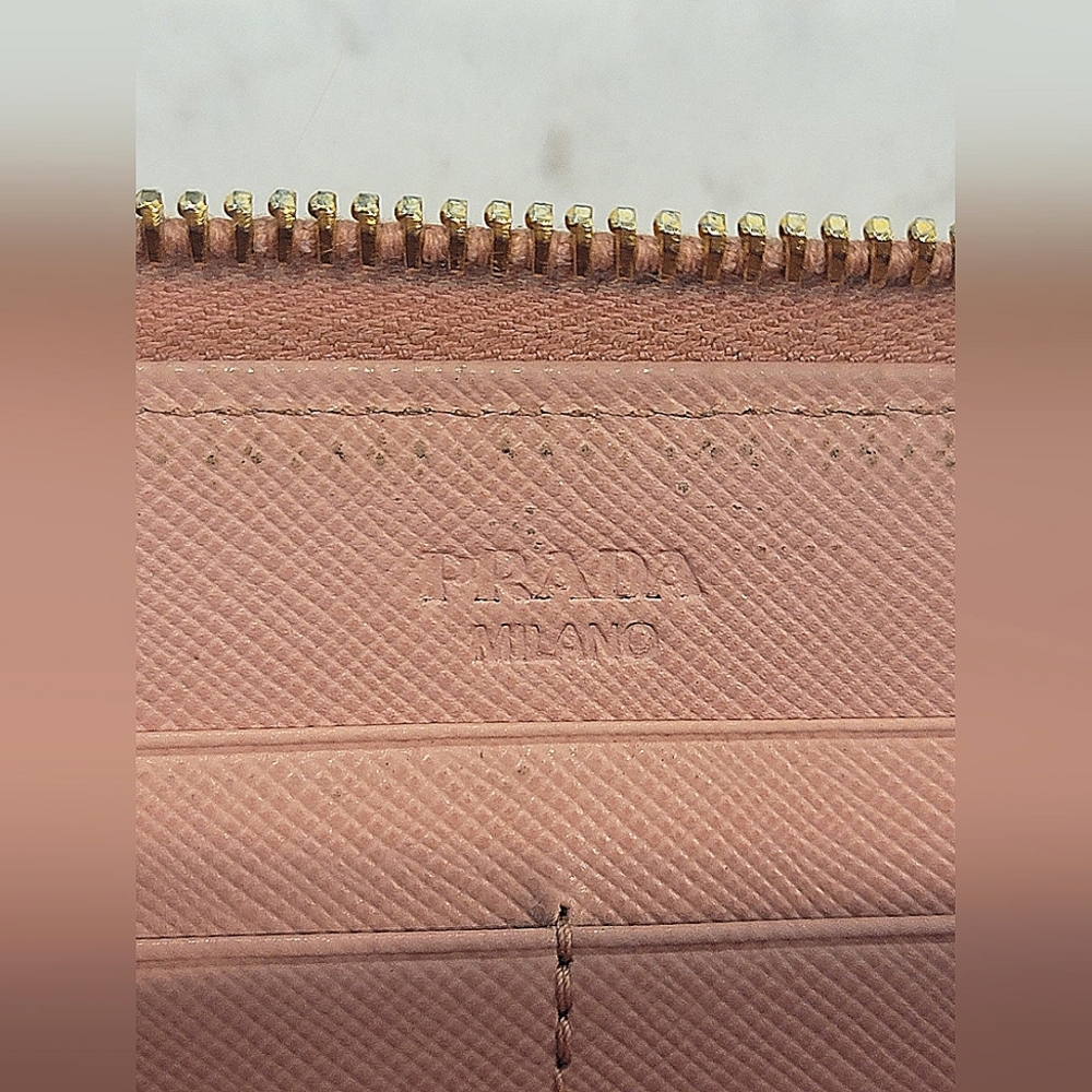PRADA Long Saffiano Leather Wallet With Bow Pink - Picture 14 of 15